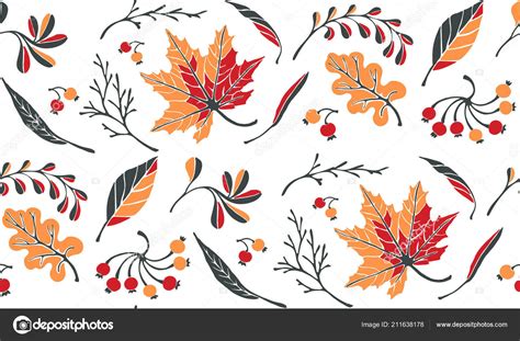 Autumn Leaves In Cartoon Style Seamless Pattern A Cute