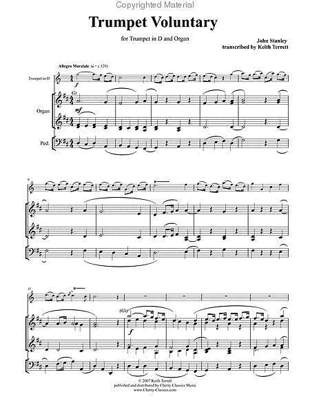 Sheet Music Trumpet Voluntary In D For Trumpet And Organ Organ
