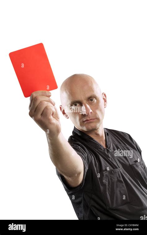 Referee Holding A Red Card Stock Photo Alamy