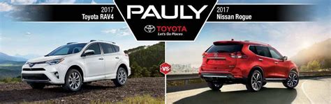 Find price quotes, rebates, mpg ratings, pictures, and more at newcars.com. 2017 Toyota RAV4 vs. 2017 Nissan Rogue | Pauly Toyota