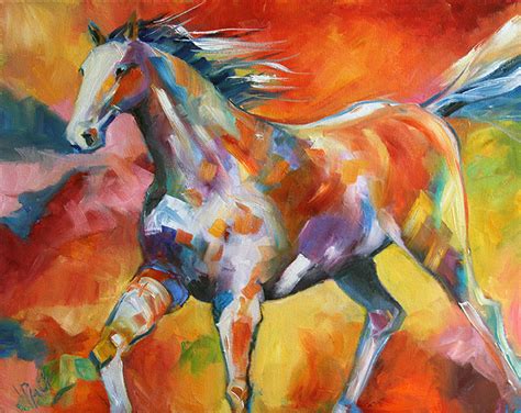 White Runner Contemporary Horse Painting By Texas Artist Laurie Pace