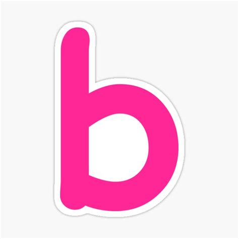 Pink Letter B Lower Case Alphabet Girls Birthday T Sticker For