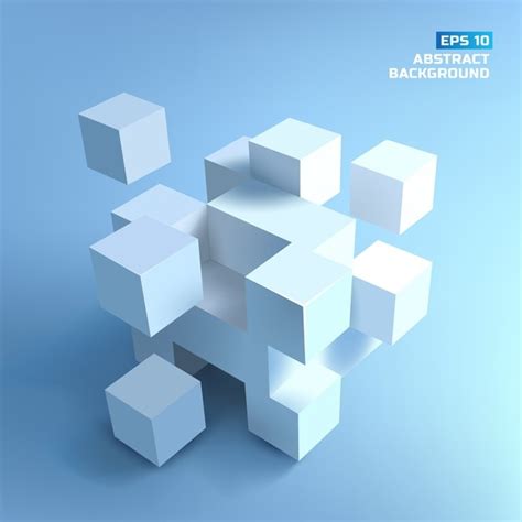 Free Vector Abstract Composition From White Cubes With Shadows On