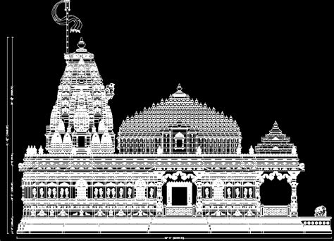 Temple Side Elevation Beautiful Design Drawing Download Now Cadbull