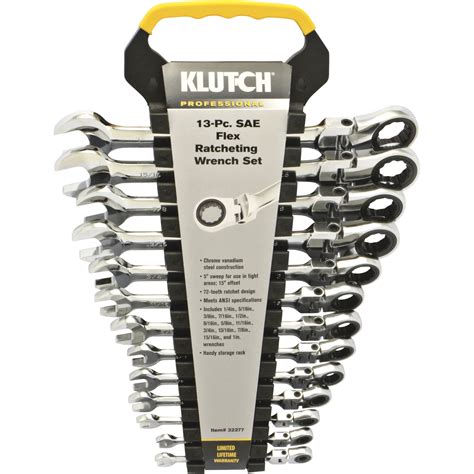 Klutch Flex Ratchet Wrench Set — 13 Pc Sae 14in1in Northern Tool