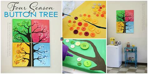 4 Seasons Button Tree Wall Art Diy Tutorial Diy 4 Ever
