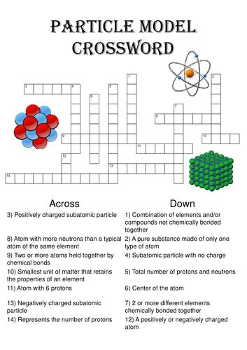 Chemistry Crossword Atomic Structure Teaching Resources