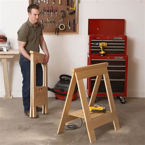 Best diy folding sawhorse from 647 best images about diy workbenches sawhorses. Diy Folding Sawhorse Plans - WoodWorking Projects & Plans