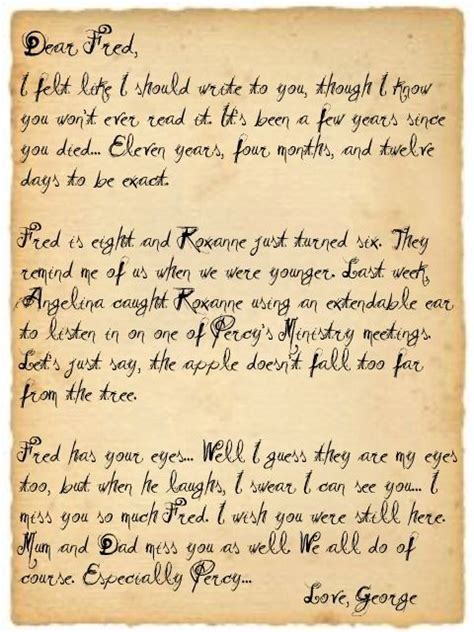 Read Georges Letter To Fred Harrypotter