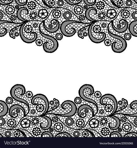 Black Lacy Vintage Elegant Trim Seamless Lace Vector Image