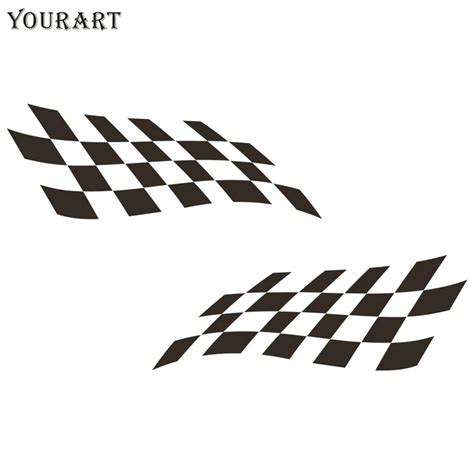 Yourart Sport Racing Flag Stickers For Cars Rearview Mirrors Checkered