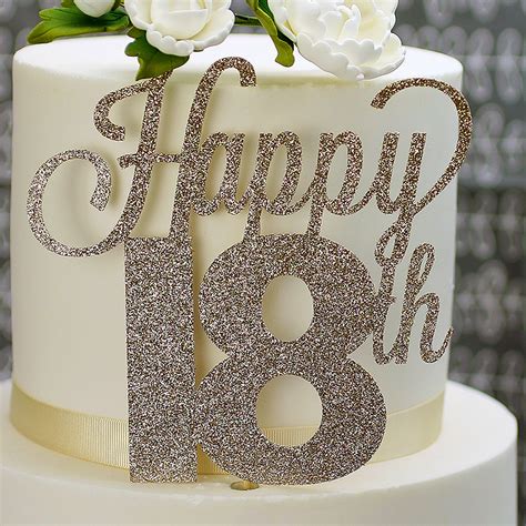Coming up with ideas for an 18th birthday party can be difficult. Soft Gold Glitter Happy 18th Cake Topper