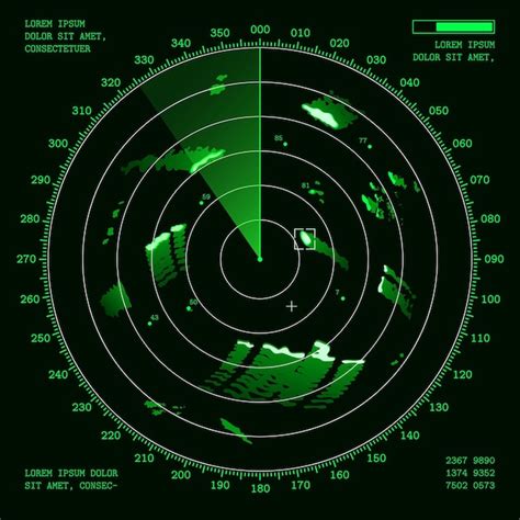 Pantalla De Radar De Barco Pantalla Digital De Sonar Militar Vector