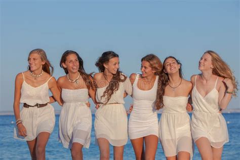 Group Teen Girls Vacation Stock Photo Image Of Friends