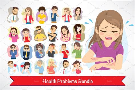 Bundle Of Health Problem Illustrations Creative Market