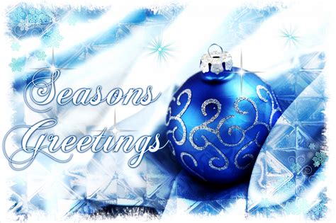 Seasons Greetings Blue Holiday Silver Christmas Ornament Christmas