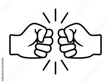 Bro Fist Bump Or Power Five Pound Line Art Vector Icon For Apps And