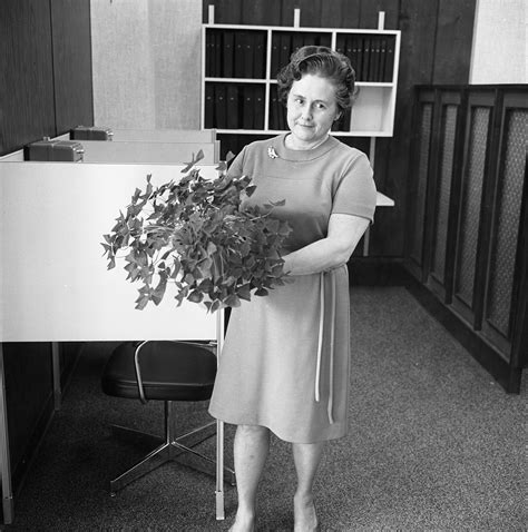 Mrs Frances Steencken Shows Off Her Shamrock Plant On St Patricks Day March 1969 Ann Arbor