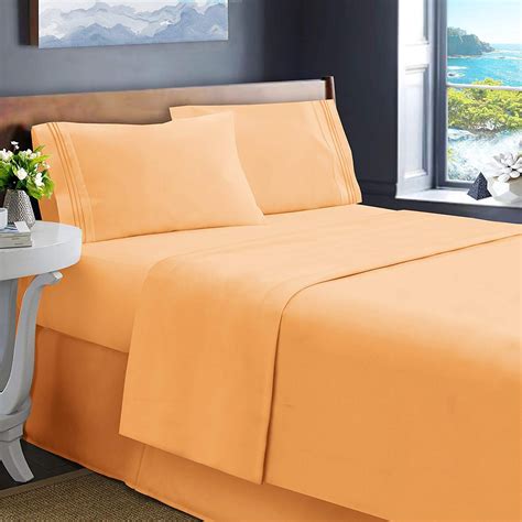Hearth And Harbor King Size Bed Sheets Apricot Orange Soft Luxury Best