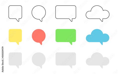 Speech Bubble Set Color Text Box Social Media Chat Shape Square