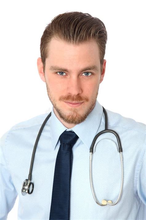 Young Attractive Doctor In Blue Shirt Stock Photo Image Of File