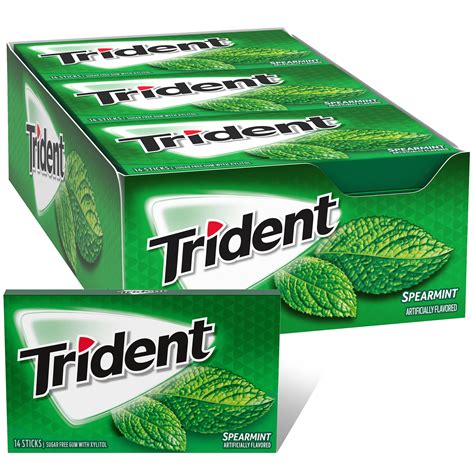 Trident Spearmint Sugar Free Gum 12 Packs Of 14 Pieces 168 Total