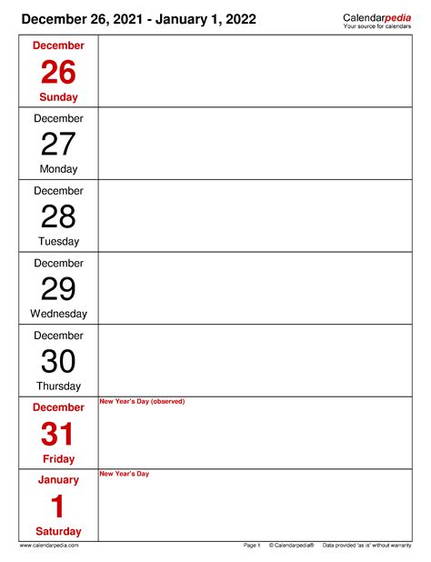 Weekly Calendars 2022 For Pdf 12 Free Printable Templates