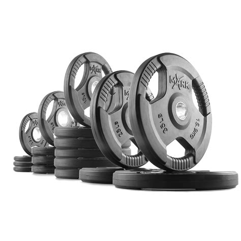 Xmark Rubber Coated Tri Grip Olympic Plate Weights 210 Lb Set