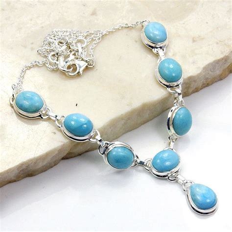 Caribbean Paradise Natural Dominican Larimar Necklace And 925 Etsy