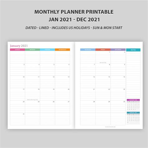 You can also generate a printable monthly pdf calendar for any year and print it on regular us letter, us legal, a3, a4, a5 paper size with page. Monthly Calendar 2021 - Vertical Layout - Download Free ...