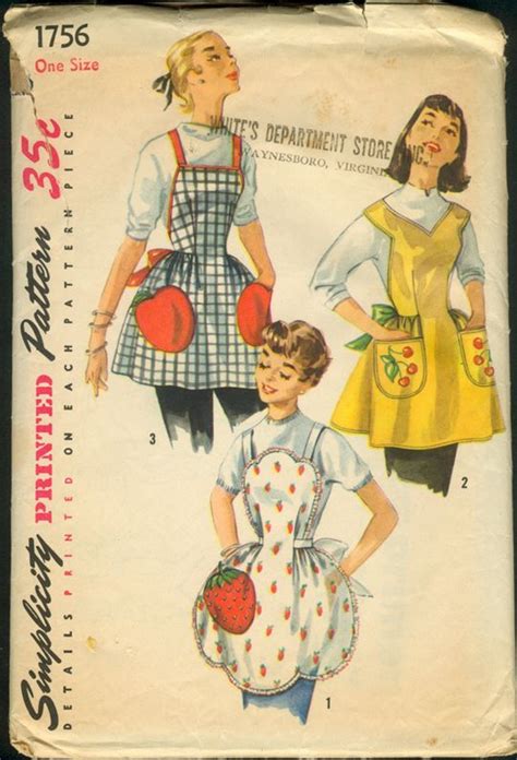 Simplicity 1756 Aprons Vintage Vintage Apron Pattern Apron Sewing