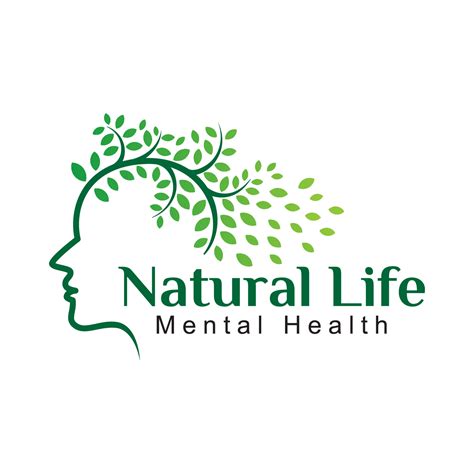 Natural Life Mental Health Logo Face With Tree Concept Logo Vector