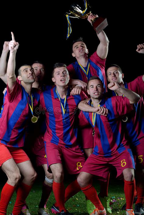 Soccer Players Celebrating Victory Stock Image Image Of Player