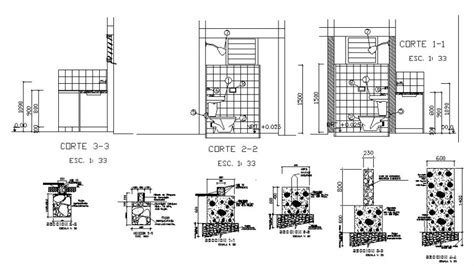 Sanitary Section Plan Installation And Constructive Details Of House