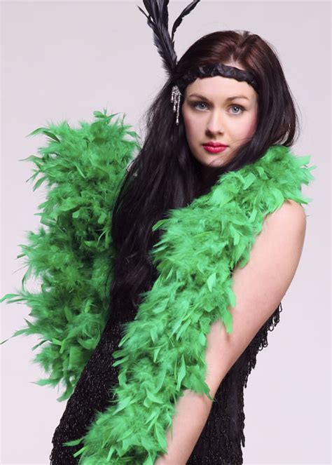 deluxe emerald green 1920s feather boa [4574e] struts party superstore