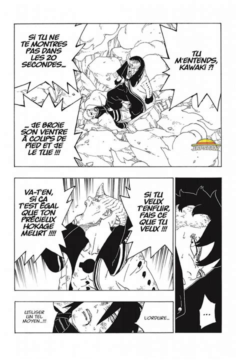 Borushiki vient de planter le rinnegan de sasuke.ils ne peuvent plus s'enfuit de la dimension désertique.borushiki en profite pour attaquer kawaki.son but. Boruto : chapitre 53 FR | Boruto - France