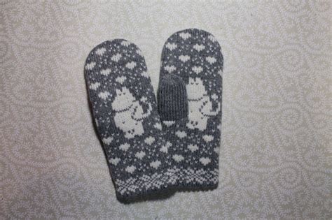 Hand Made Adult Mittens With Moomin Pattern By Lananere On Etsy