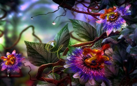 Passion Flowers Hd Wallpaper Background Image