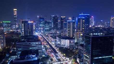 Beautiful Night View Of Jakarta City Editorial Stock Image Image Of