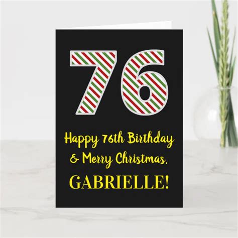 Happy 76th Birthday And Merry Christmas Custom Name Card Zazzle