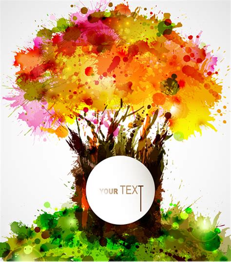 Creative Colorful Splash Tree Design Free Vector In Encapsulated