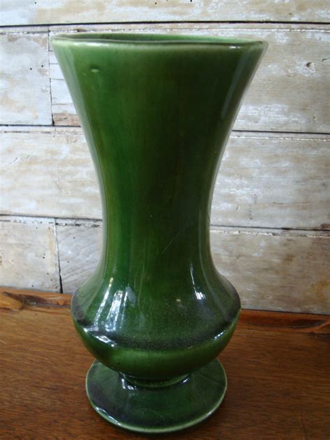 Vintage Mccoy Floraline Usa 401 Pottery Vase Green Etsy