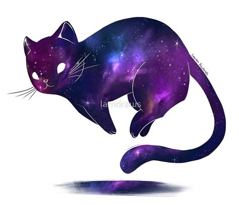 Galaxy Cat By Larndraws Redbubble Cute Animal Drawings Kawaii