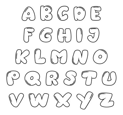 Molde Letras Do Alfabeto DF8 | Bubble letter fonts, Lettering alphabet