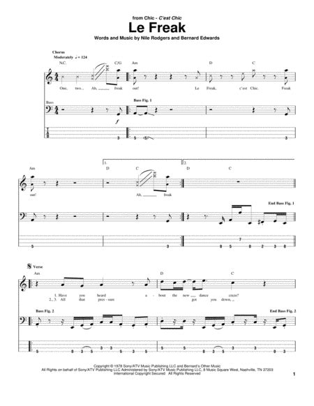 Le Freak By Chic Guitar Tablature Digital Sheet Music Sheet Music