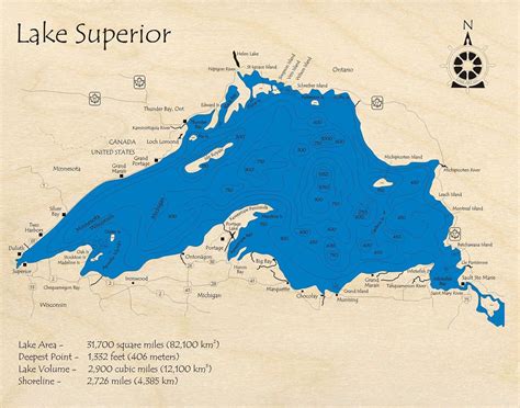 Lake Superior Depth Map Verjaardag Vrouw 2020