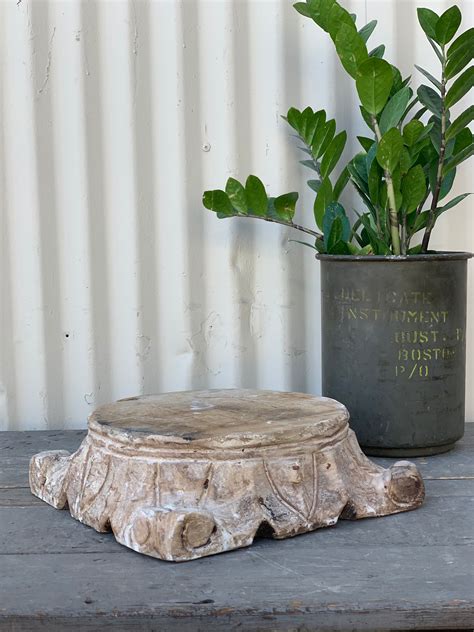 Rustic Carved Wooden Pedestal Free Shipping