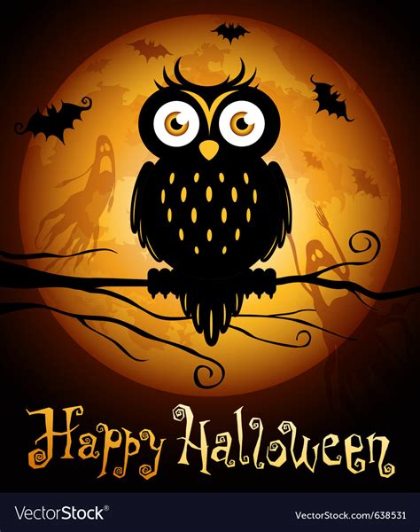 Halloween Owl Silhouette Royalty Free Vector Image