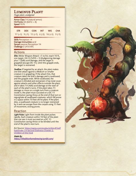 20 5e Plant Creatures Ideas Dungeons And Dragons Homebrew Plant