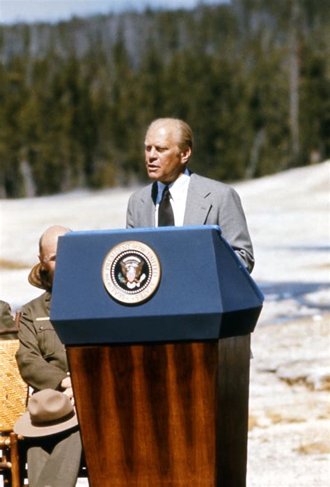 Gerald rudolph ford, the 38th president of the united states, was born leslie lynch king, jr., the he chose gerald r. Yellowstone History: President Ford Speaks At Old Faithful ...